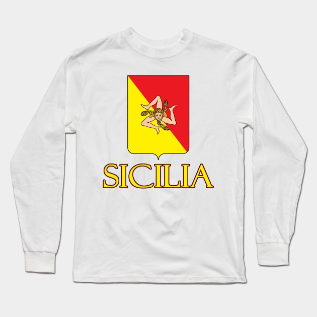 Sicilia (Sicily) Italy - Coat of Arms Design Long Sleeve T-Shirt by Naves